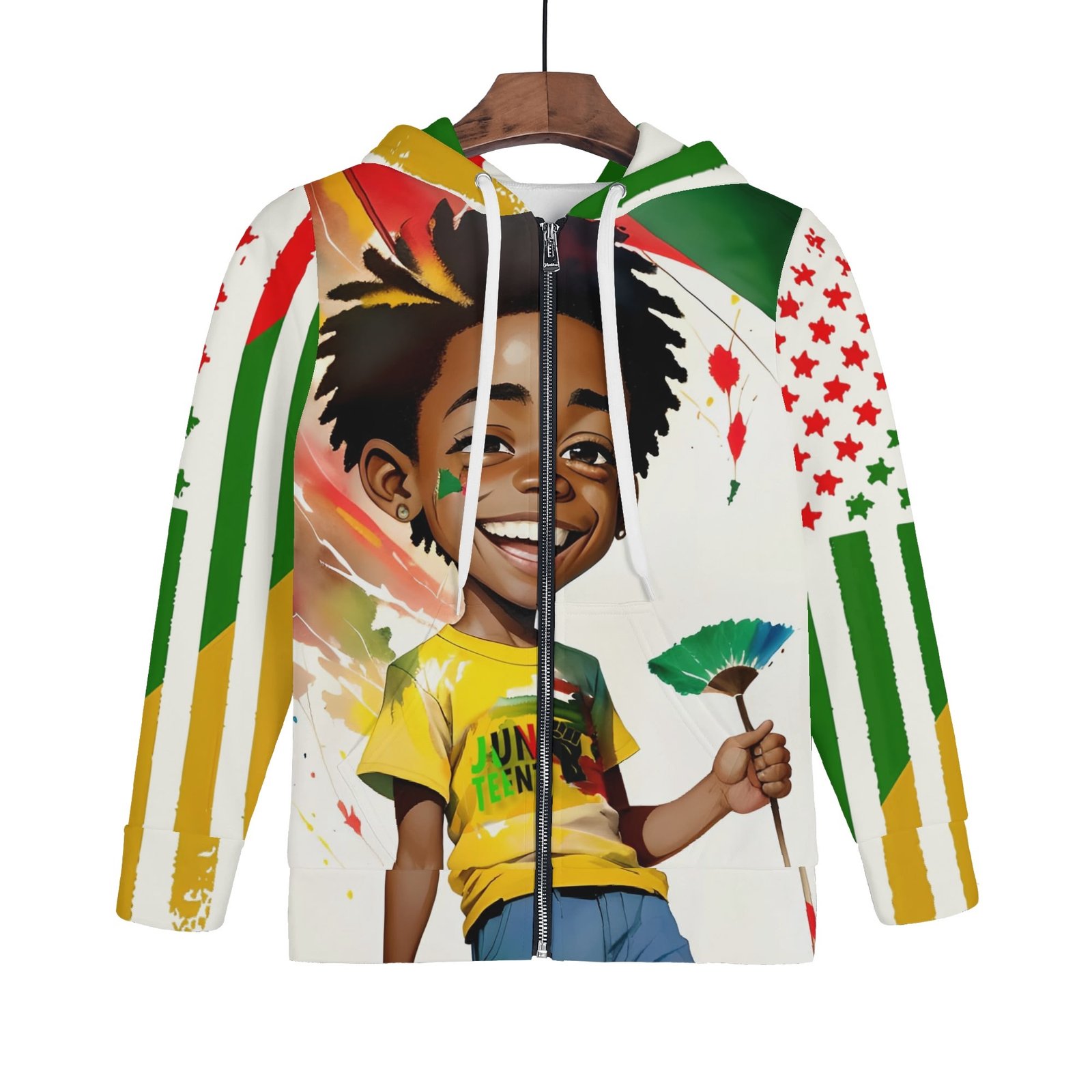 Children All Over Print Classic Zip Up Hoodie Warm Jacket