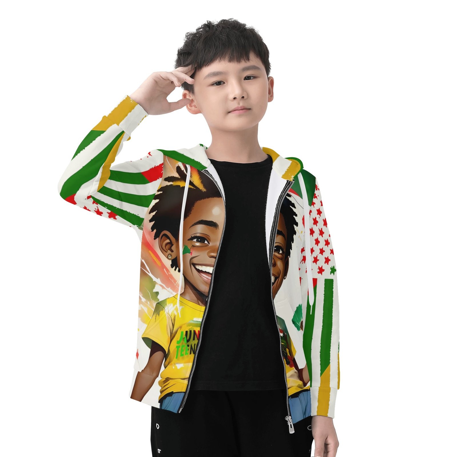 Children All Over Print Classic Zip Up Hoodie Warm Jacket - Image 7
