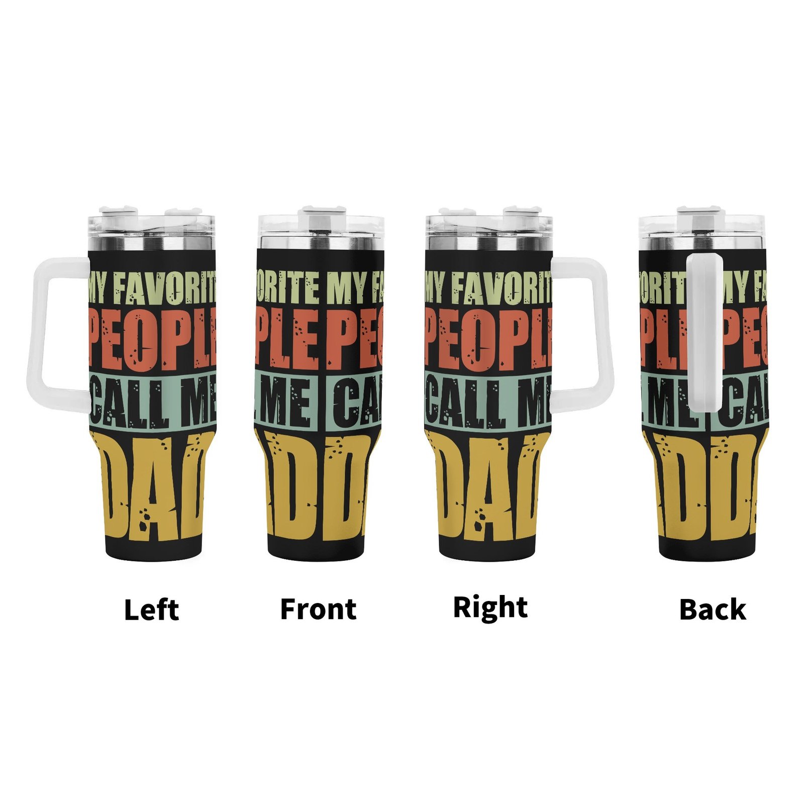 Personalized 40oz Stainless Steel Tumbler Gift With White Handle and Straw - Image 2