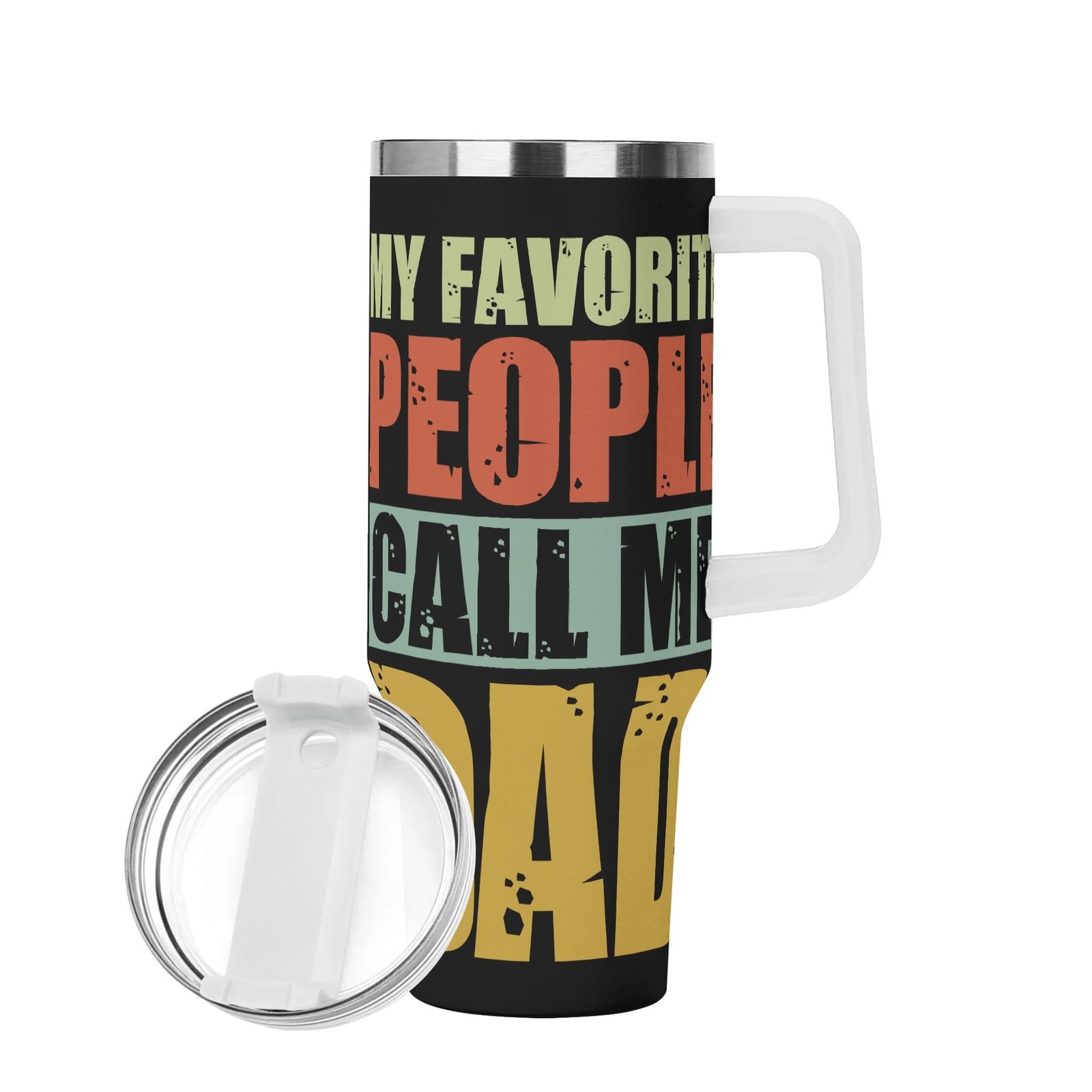 Personalized 40oz Stainless Steel Tumbler Gift With White Handle and Straw - Image 3