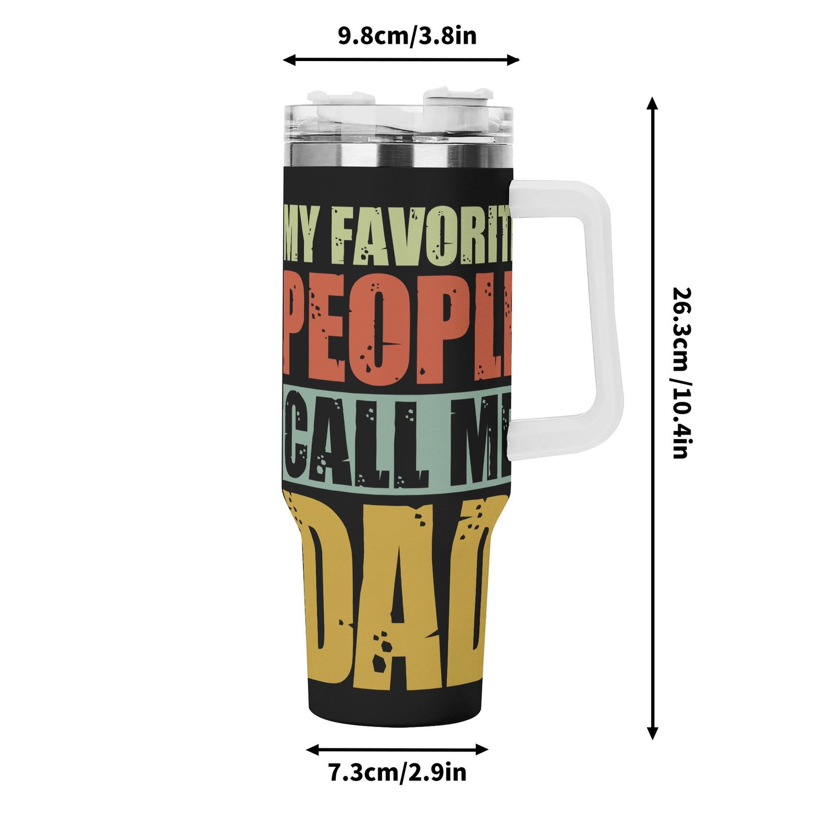 Personalized 40oz Stainless Steel Tumbler Gift With White Handle and Straw - Image 6