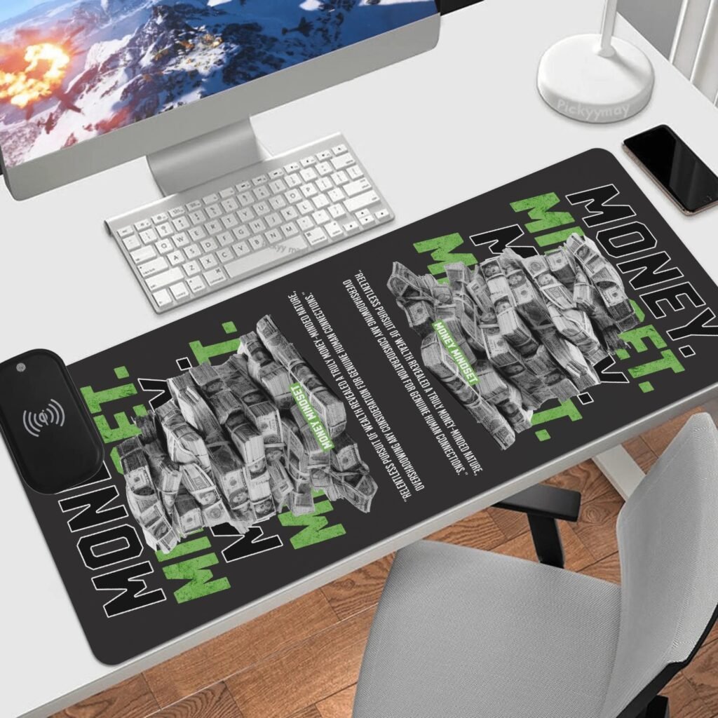 Home Wireless Charging PU Leather Smooth Desk Pad Gaming Mouse Pad
