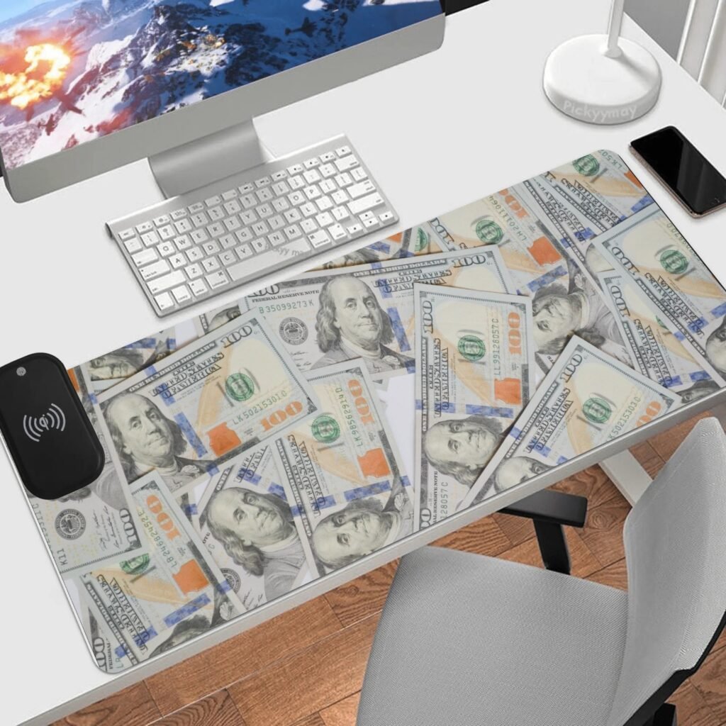 Home Wireless Charging PU Leather Smooth Desk Pad Gaming Mouse Pad