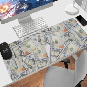 Wireless Charging PU Leather Smooth Desk Pad Gaming Mouse Pad