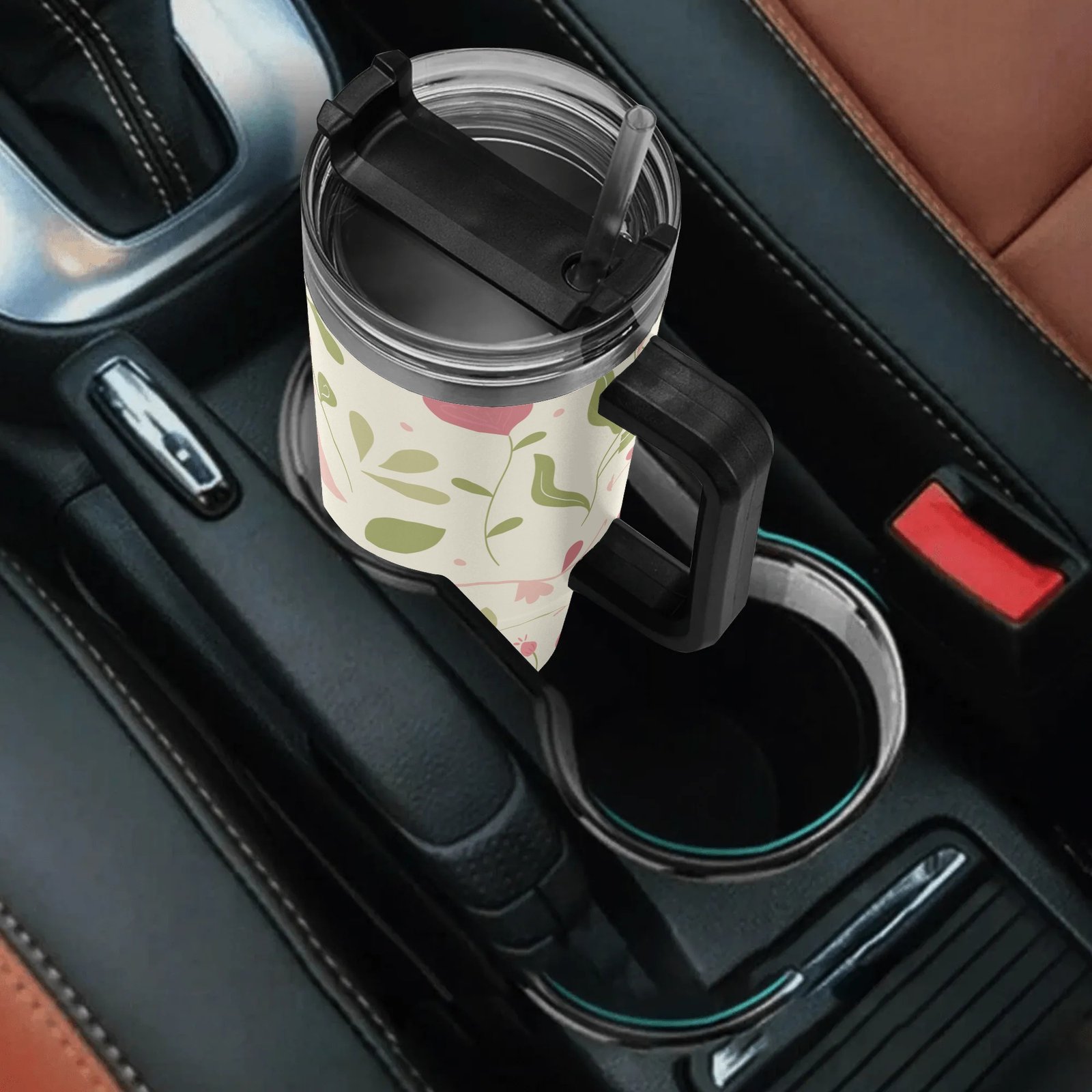 Personalized 40oz Stainless Steel Tumbler With Black Handle and Straw - Image 5