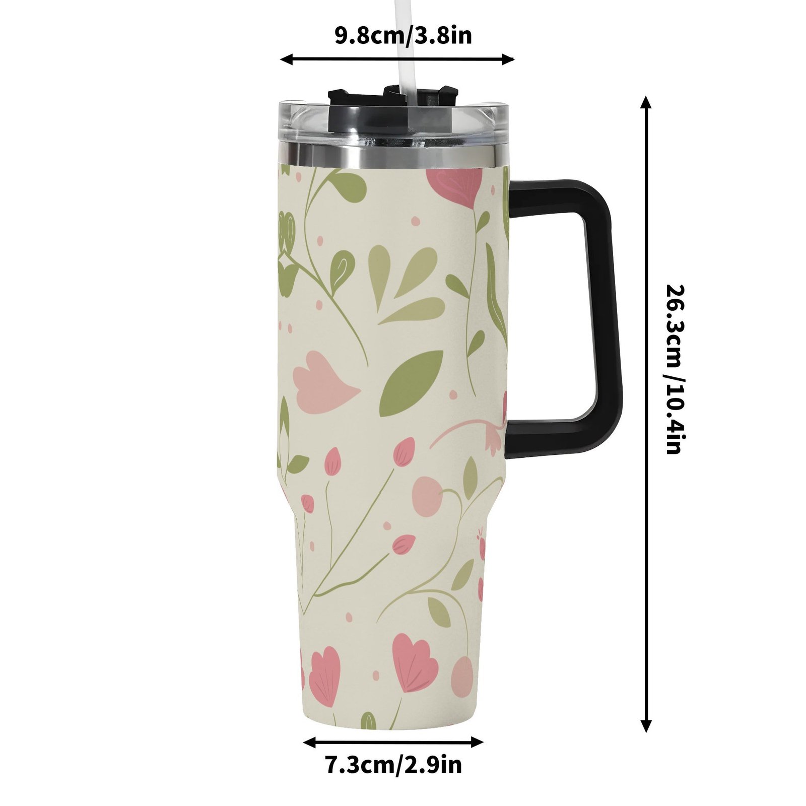 Personalized 40oz Stainless Steel Tumbler With Black Handle and Straw - Image 7
