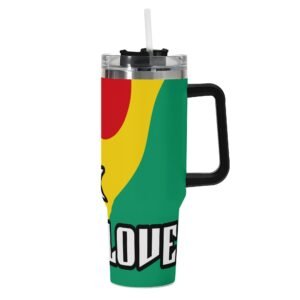 Personalized 40oz Stainless Steel Tumbler With Black Handle and Straw-Peace&Love